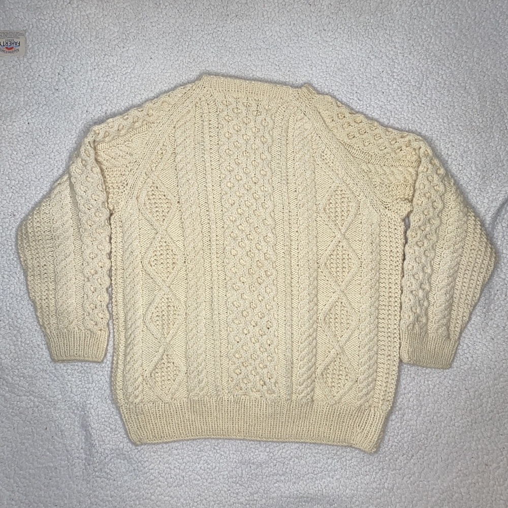 Vintage Killarney Aran Handknit Cable Knit Fisherman Sweater: Size Medium - Picture 2 of 10